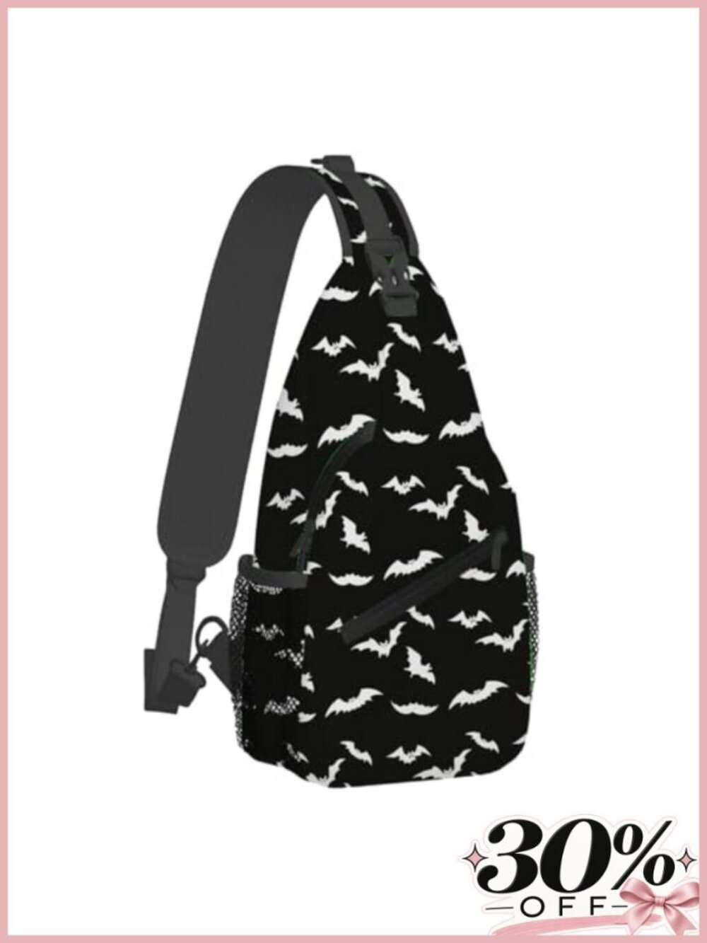Bat Halloween Sling Bag Adjustable Crossbody Chest Backpack Polyester